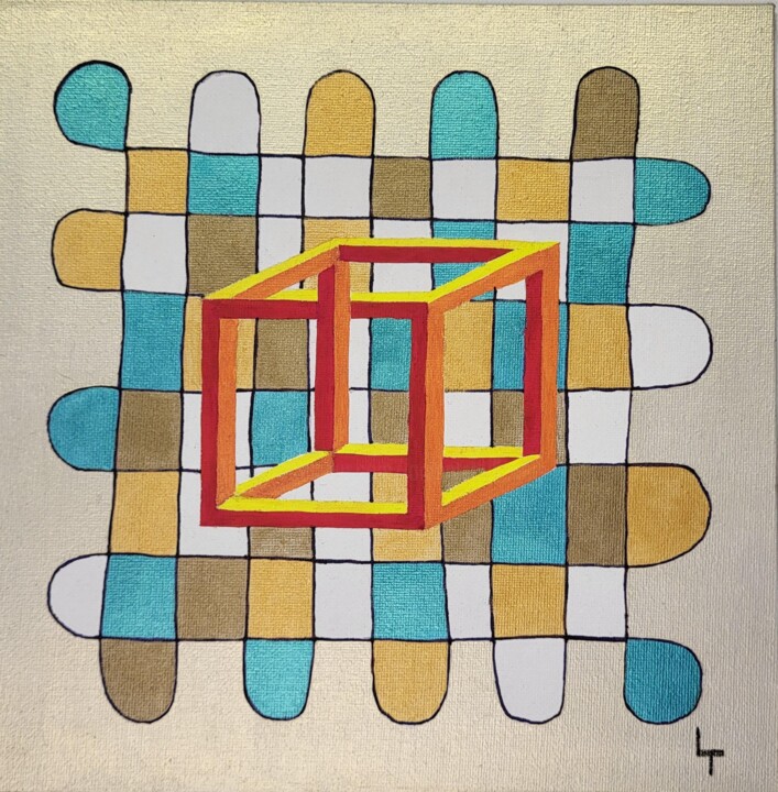 Painting titled "cube impossible" by Laurent  Taillebois, Original Artwork, Acrylic