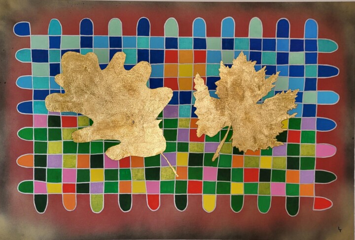 Painting titled "la vigne et le chêne" by Laurent  Taillebois, Original Artwork, Acrylic