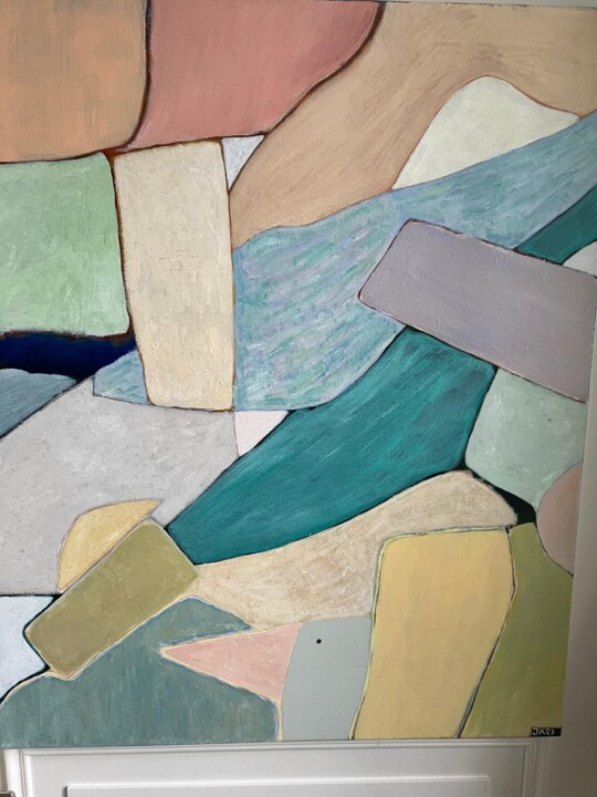 Painting titled "Rivières, ponts et…" by Jean Kauffmann, Original Artwork, Acrylic