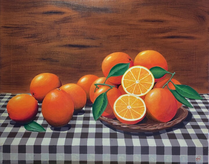 Painting titled "les oranges" by Lydia Meriaux, Original Artwork, Acrylic
