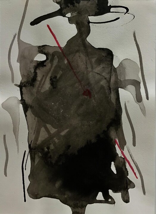 Drawing titled "Blessure" by Nicole Grenot, Original Artwork, Ink
