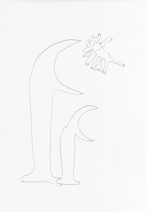 Dessin intitulée "One drawing a day .…" par Cathy Cocat, Œuvre d'art originale, Fibre Textile