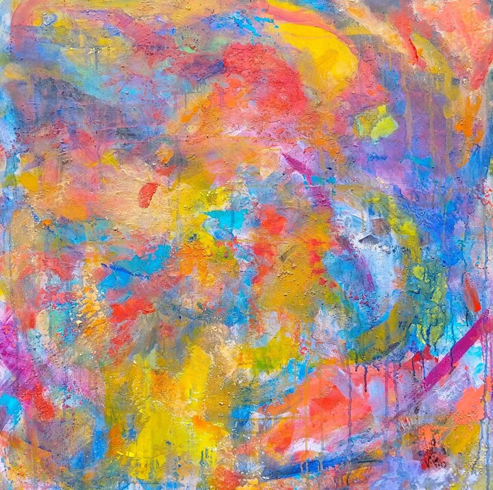 Peinture intitulée "LE PONT DES ARTIFIC…" par Vanessa Michel, Œuvre d'art originale, Acrylique