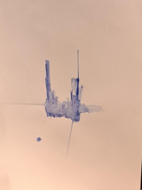 Painting titled "Bleu 1" by Jean Marc Bramy, Original Artwork, Watercolor