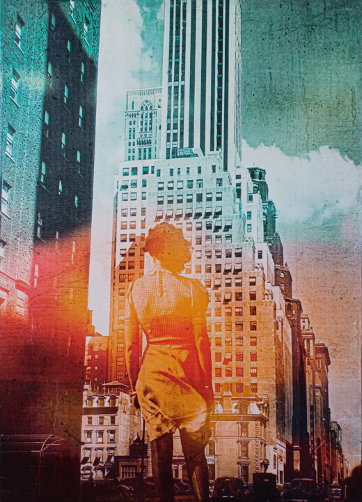 Collages intitulée "WARM MEMORIES" par Db Waterman, Œuvre d'art originale, Collages Monté sur Châssis en bois