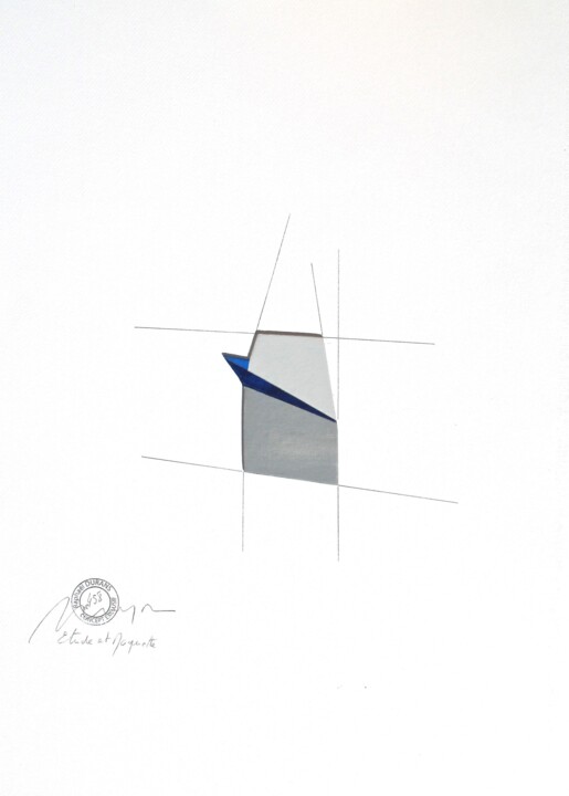 Drawing titled "N°458 M" by Raphael Durans, Original Artwork, Acrylic Mounted on Cardboard