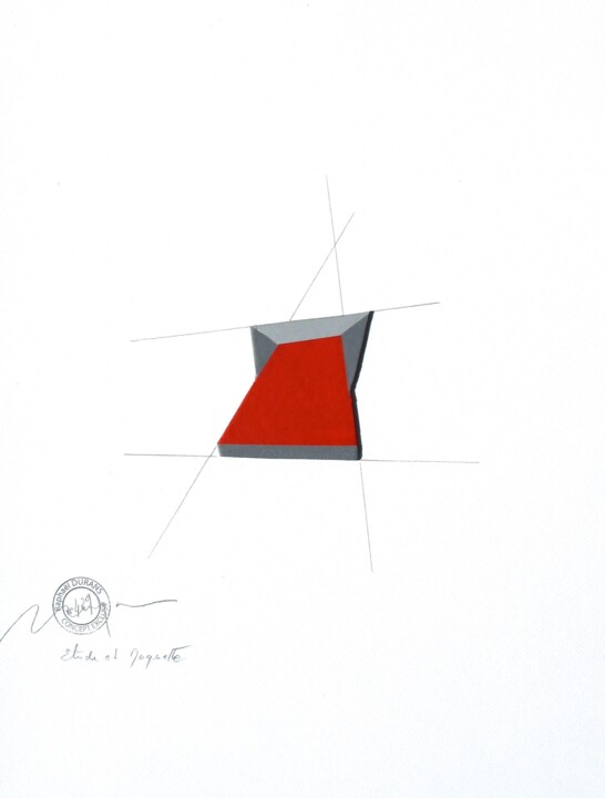 Drawing titled "N°429 M" by Raphael Durans, Original Artwork, Acrylic Mounted on Cardboard