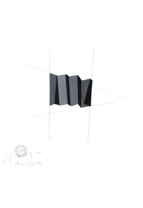 Drawing titled "N°498M" by Raphael Durans, Original Artwork, Acrylic Mounted on Cardboard