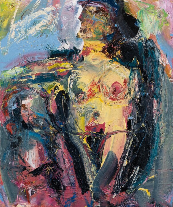 Painting titled "DUO MA NON TROPPO" by Cy Pavel, Original Artwork, Oil