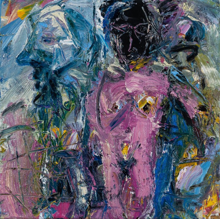Painting titled "DUO SECRET     ( sé…" by Cy Pavel, Original Artwork, Acrylic