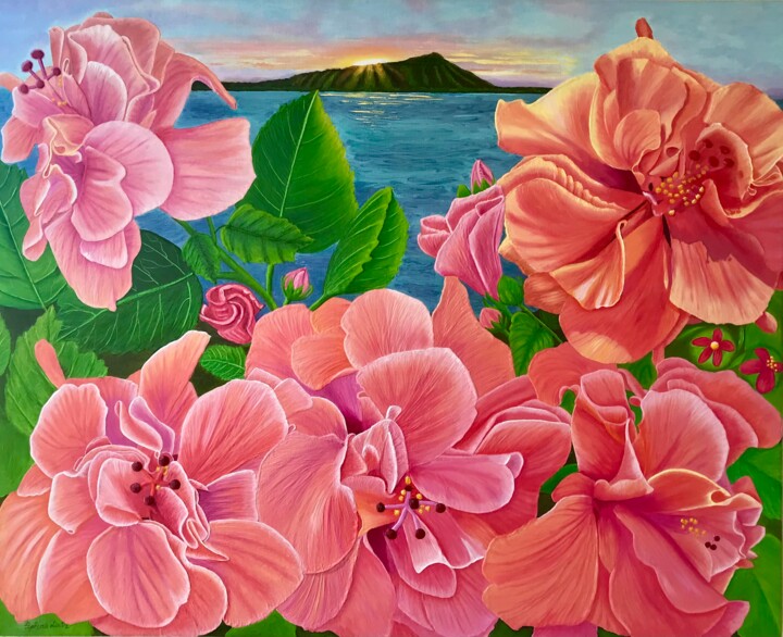 Sunrise Blossoms of Diamond Head 绘画, 24x30 in