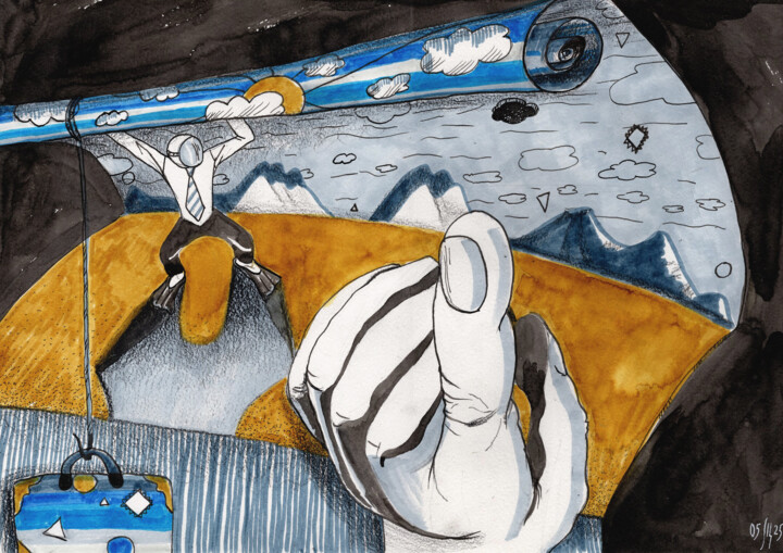 Don't get carried away, or you'll hit the sky! Tablo, 11,4x16,5 in