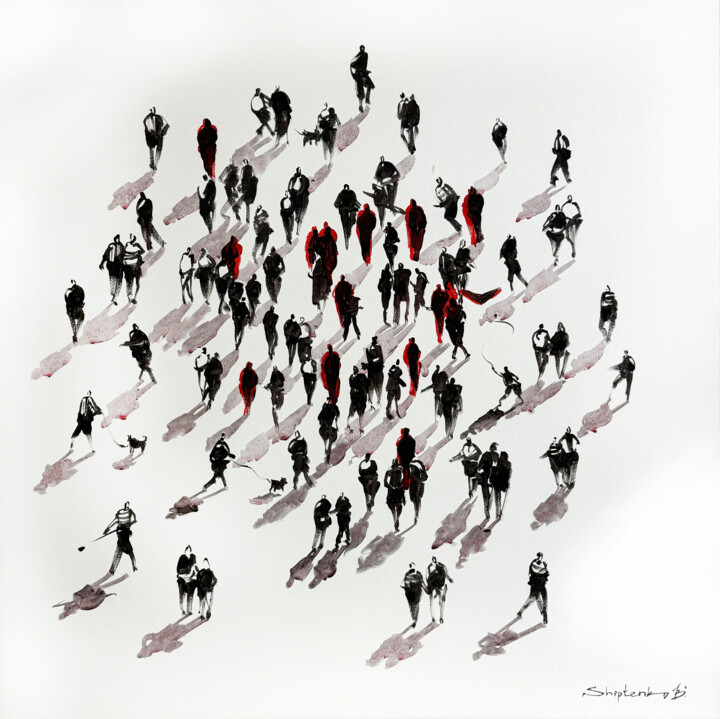 绘画 标题为“Crowd noise” 由Bogdan Shiptenko, 原创艺术品, 丙烯 安装在木质担架架上