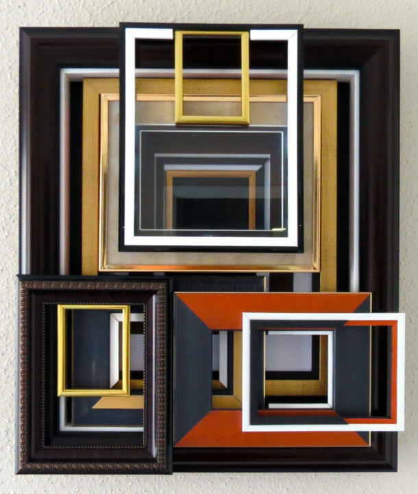 Collages titled "MSM 003" by Omar Piñol, Original Artwork, Collages Mounted on Wood Stretcher frame