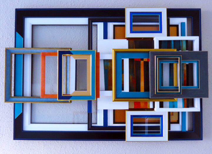 Collages titled "MSM 004" by Omar Piñol, Original Artwork, Collages Mounted on Wood Stretcher frame