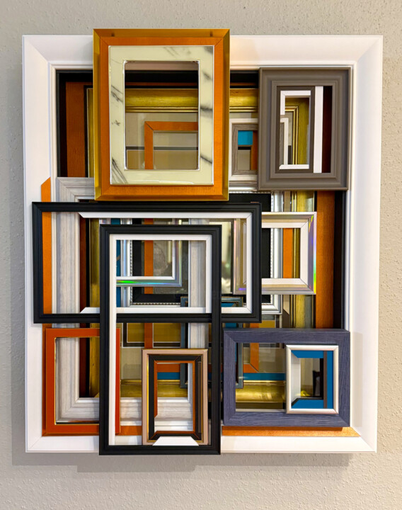 Collages titled "MSM005" by Omar Piñol, Original Artwork, Collages Mounted on Wood Stretcher frame