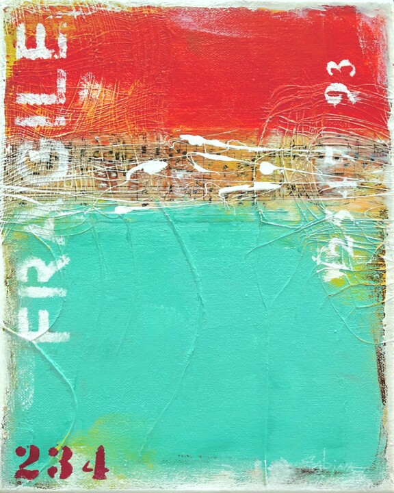 Painting titled "Summer Kiss" by Sabina D'Antonio, Original Artwork, Acrylic Mounted on Wood Stretcher frame