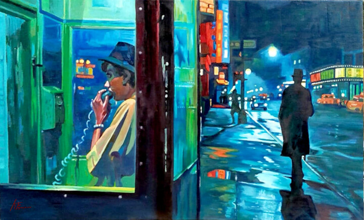 Painting titled "I'm calling you ...…" by Katerina Tranakou, Original Artwork, Oil Mounted on Wood Stretcher frame