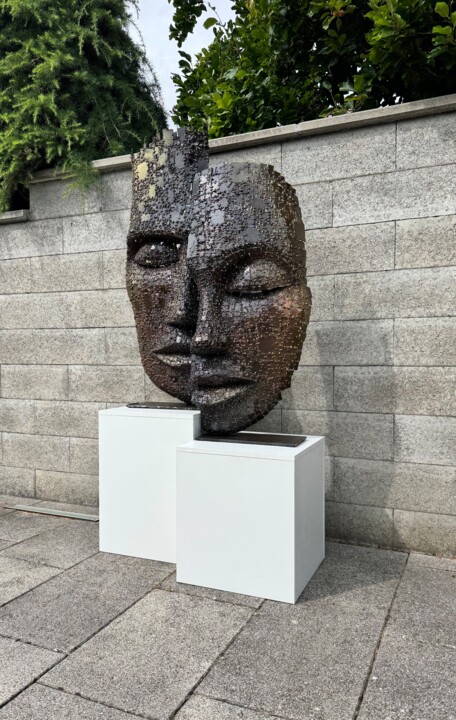 Skulptur mit dem Titel "FACE   HE and SHE…" von Brano Brody, Original-Kunstwerk, Metalle