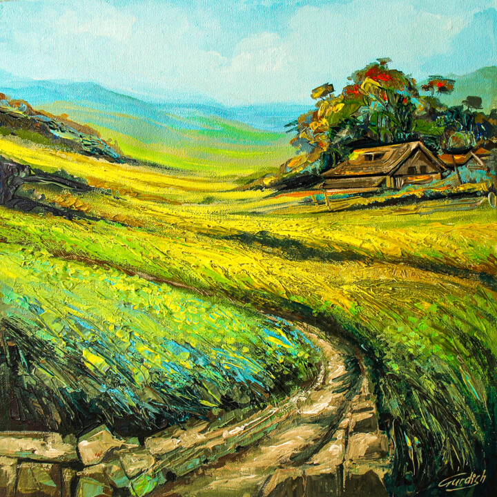 Blooming Grassland 绘画, 18x18 in