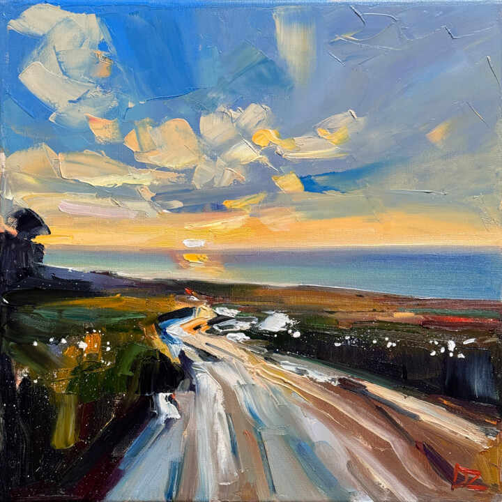Schilderij getiteld "Road to the Light" door Daria Zavadenko, Origineel Kunstwerk, Olie
