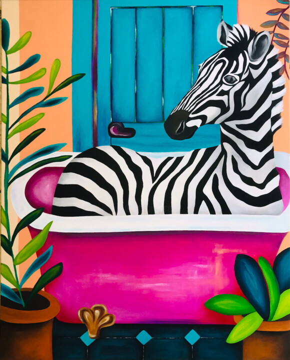 ZeBrA iN tHe BaTh Pittura, 39,4x31,5 in