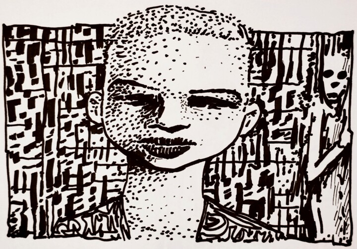 Tekening getiteld "Stalker" door Milto Sideris, Origineel Kunstwerk, Marker