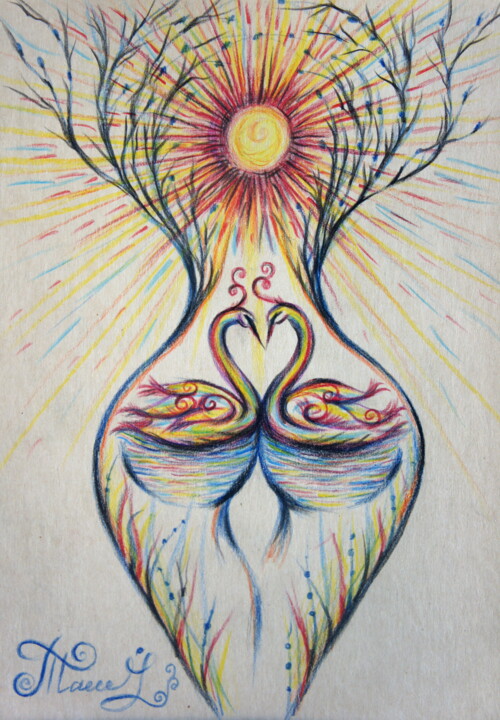 EcstaSy #86 Swans Картина, 11,8x8,3 in