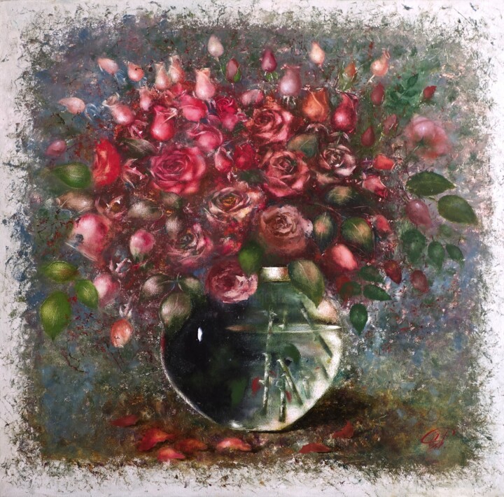Painting titled "A bouquet of delica…" by Svetlana Petruša, Original Artwork, Oil Mounted on Wood Stretcher frame