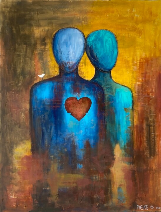Painting titled "Le Cœur Solide" by Picrate, Original Artwork, Acrylic