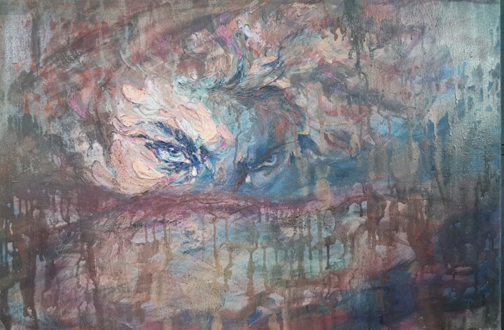 Fallen angel. Portrait of an angel. Strong look. Картина, 15,8x23,6 in