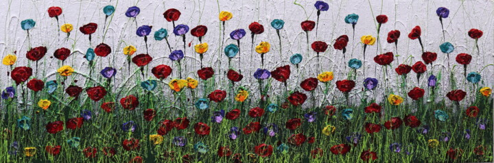 Painting titled "la mia primavera" by Donatella Marraoni, Original Artwork, Oil Mounted on Wood Stretcher frame
