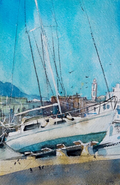 Painting titled "In morning light" by Svetlana Kostina, Original Artwork, Watercolor