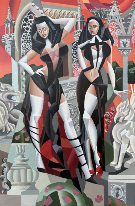 Pintura titulada "00337 «In the Shado…" por Apollonas Soben, Obra de arte original, Oleo Montado en Bastidor de camilla de m…
