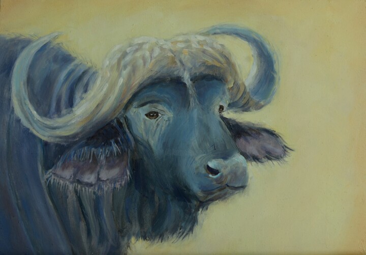 Painting titled "Bull" by Devon, Original Artwork, Oil