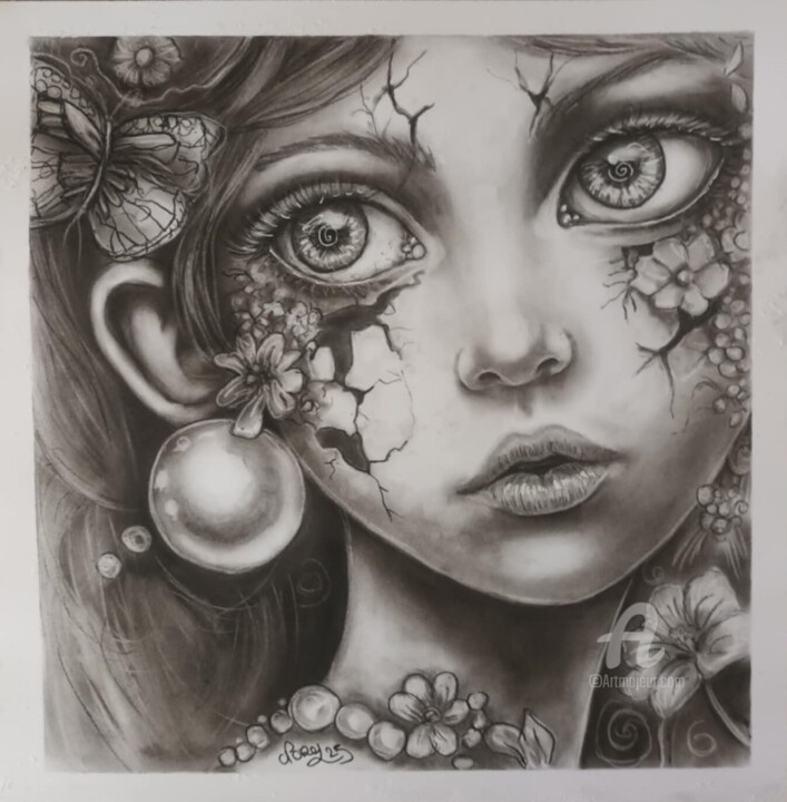 La jeune fille a la perle Рисунок, 11,8x11,8 in