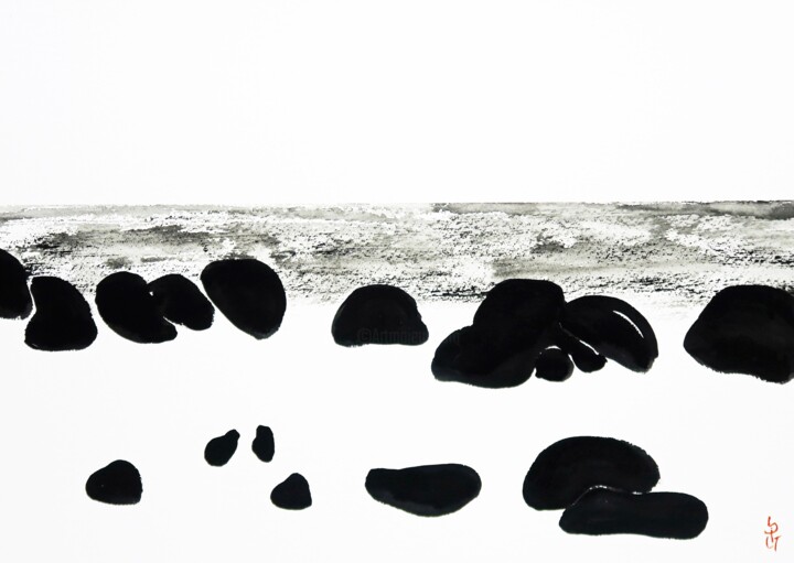 Mer et rochers Painting, 22.8x30.7 in