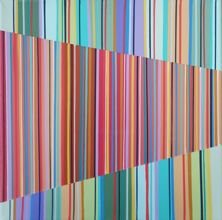 Painting titled "Lines of hope" by Diana Large, Original Artwork, Acrylic Mounted on Wood Stretcher frame