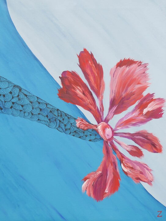 绘画 标题为“the rose tattou” 由Dr. Katharina Zlöbl, 原创艺术品, 丙烯 安装在木质担架架上