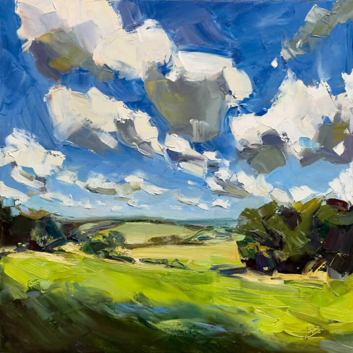Schilderij getiteld "Fields of Air" door Daria Zavadenko, Origineel Kunstwerk, Olie