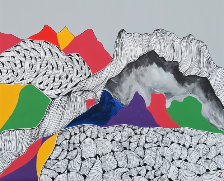 绘画 标题为“last weekend” 由Dr. Katharina Zlöbl, 原创艺术品, 丙烯 安装在木质担架架上