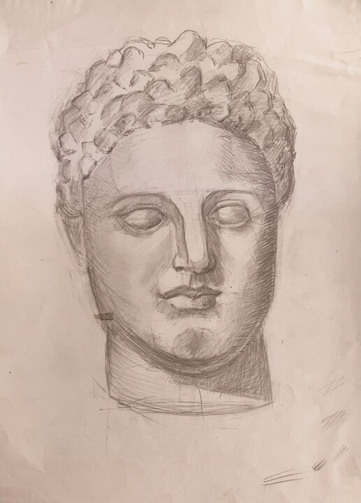Painting titled "Alexander Makedonski" by Valentyn Oladenko, Original Artwork, Pencil Mounted on Wood Panel