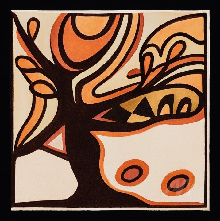 Arbre de Vie 5 绘画, 7.9x7.9 in