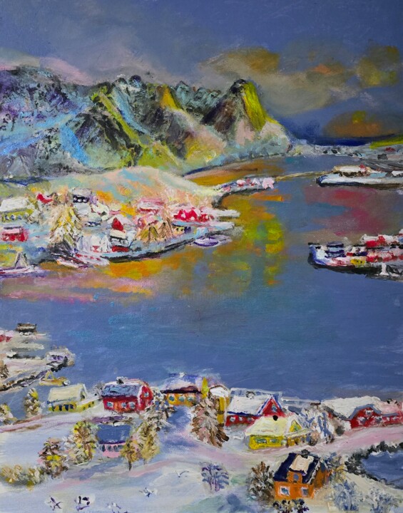 Norwegia wyspa Moskenseya, płótno 40x50x2 绘画, 15.8x19.7 in