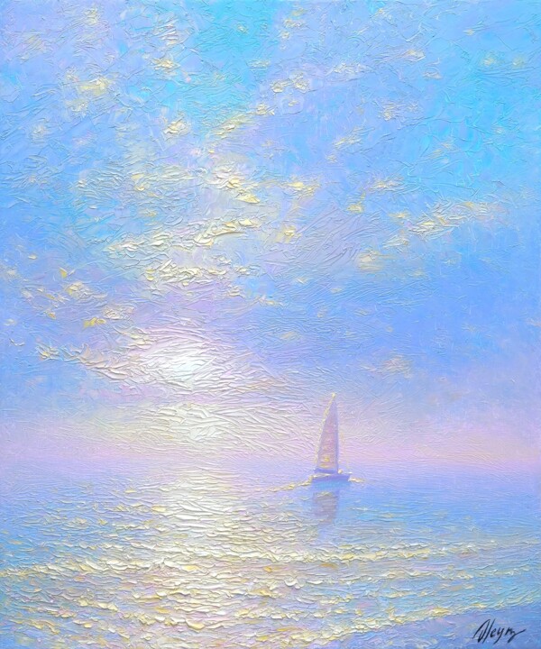 绘画 标题为“Sea 043” 由Dmitry Oleyn, 原创艺术品, 油 安装在木质担架架上
