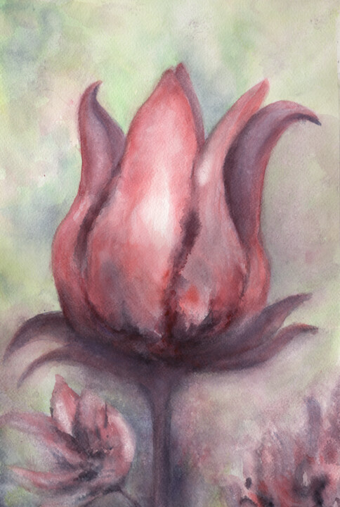 Painting titled "After all - Fragile…" by Mervi Korhonen, Original Artwork, Watercolor Mounted on Glass