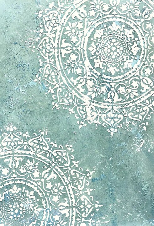 Fairy Mandala 2 – Boho Wall Art Mandala in Stencil Technique Painting, 24x16.1 in