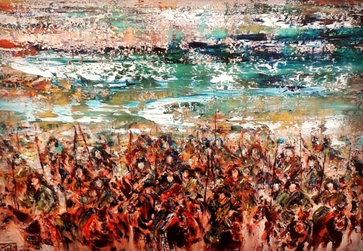 Battle of the Naimans – Abstract Oil Painting on Linen