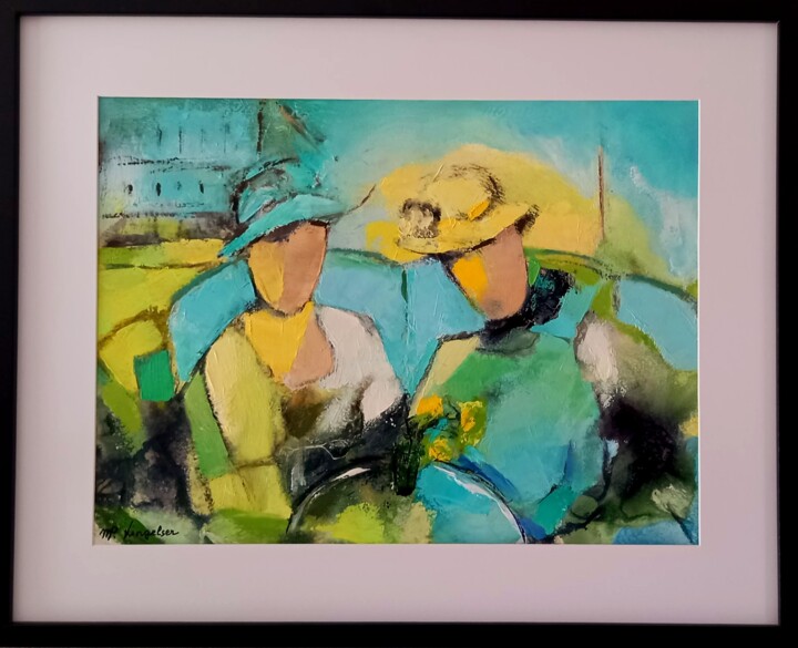 "LES DAMES À CHAPEAU" 绘画, 11.4x15.8 in