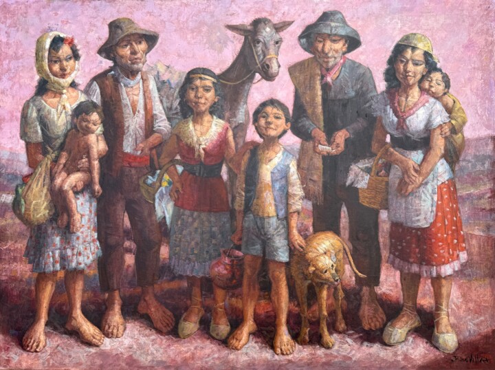 Familia campesina española Pittura, 35,4x47,2 in